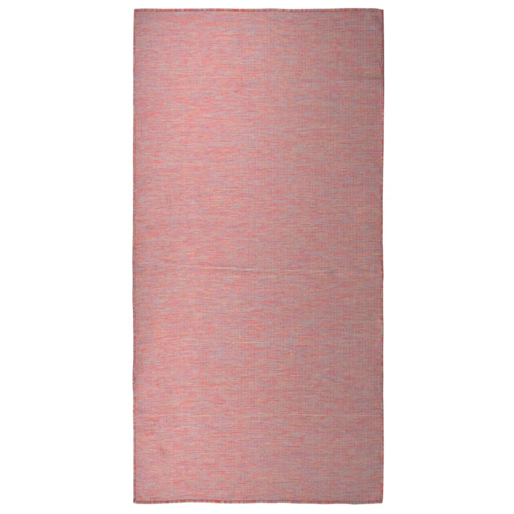 Vidaxl extérieur tapis plat tissé 100x200 cm rouge