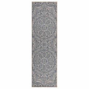 Vidaxl buitenkleed met patroon platgeweven 80x250 cm blauw
