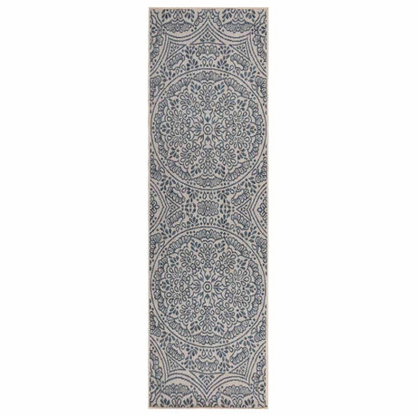 Vidaxl buitenkleed met patroon platgeweven 80x250 cm blauw