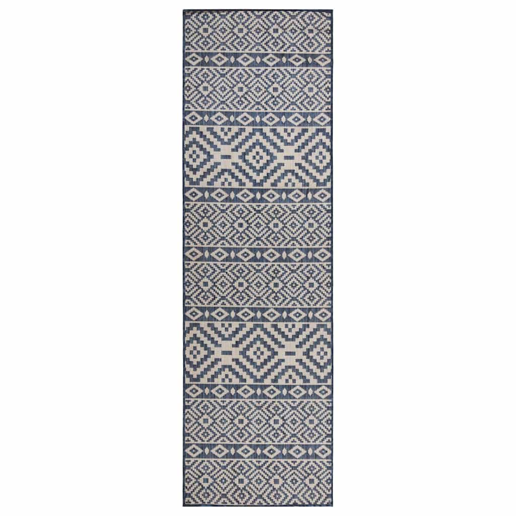 Vidaxl buitenkleed met patroon platgeweven 80x250 cm blauw