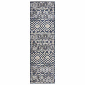 Vidaxl buitenkleed met patroon platgeweven 80x250 cm blauw
