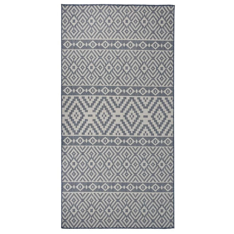Vidaxl buitenkleed met patroon platgeweven 100x200 cm blauw