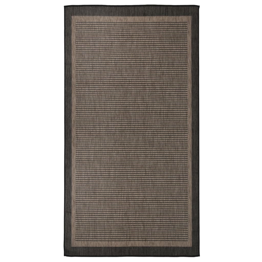 Vidaxl ausserhalb rug flaach gewéckt 80x150 cm donkelbrong