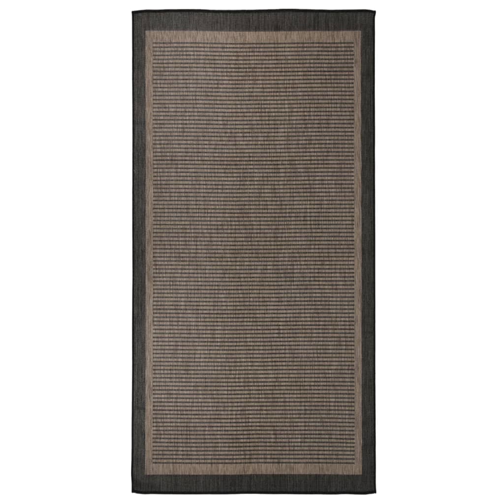 Vidaxl ausserhalb rug flaach gewéckelt 100x200 cm donkelbrong