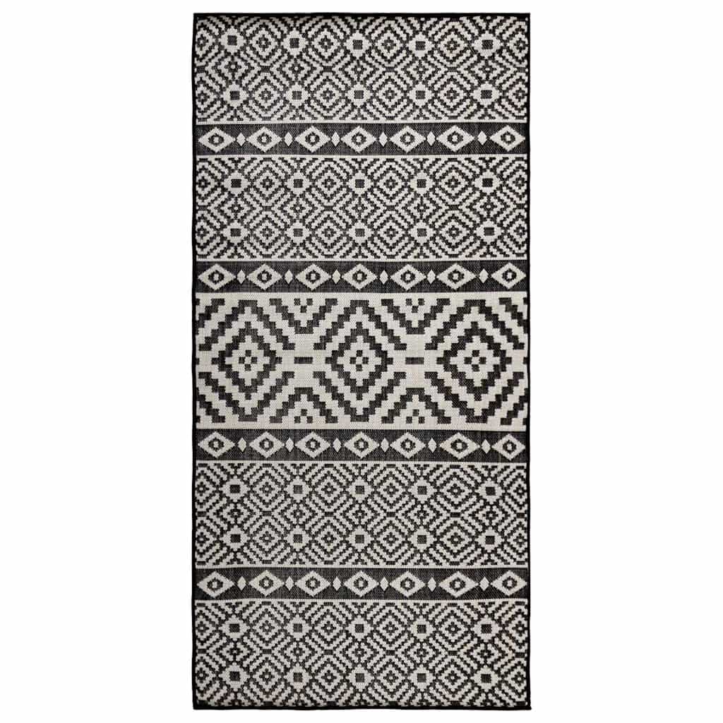 Vidaxl buitenkleed met patroon platgeweven 80x150 cm zwart