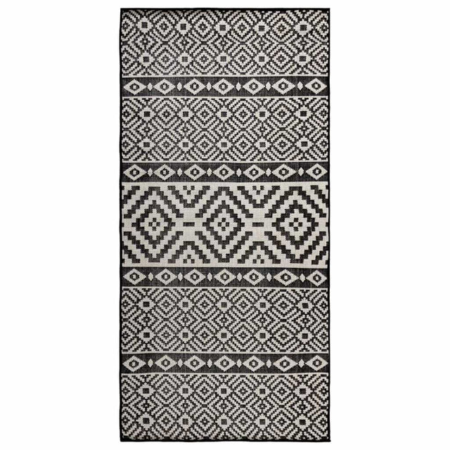 Vidaxl buitenkleed met patroon platgeweven 80x150 cm zwart