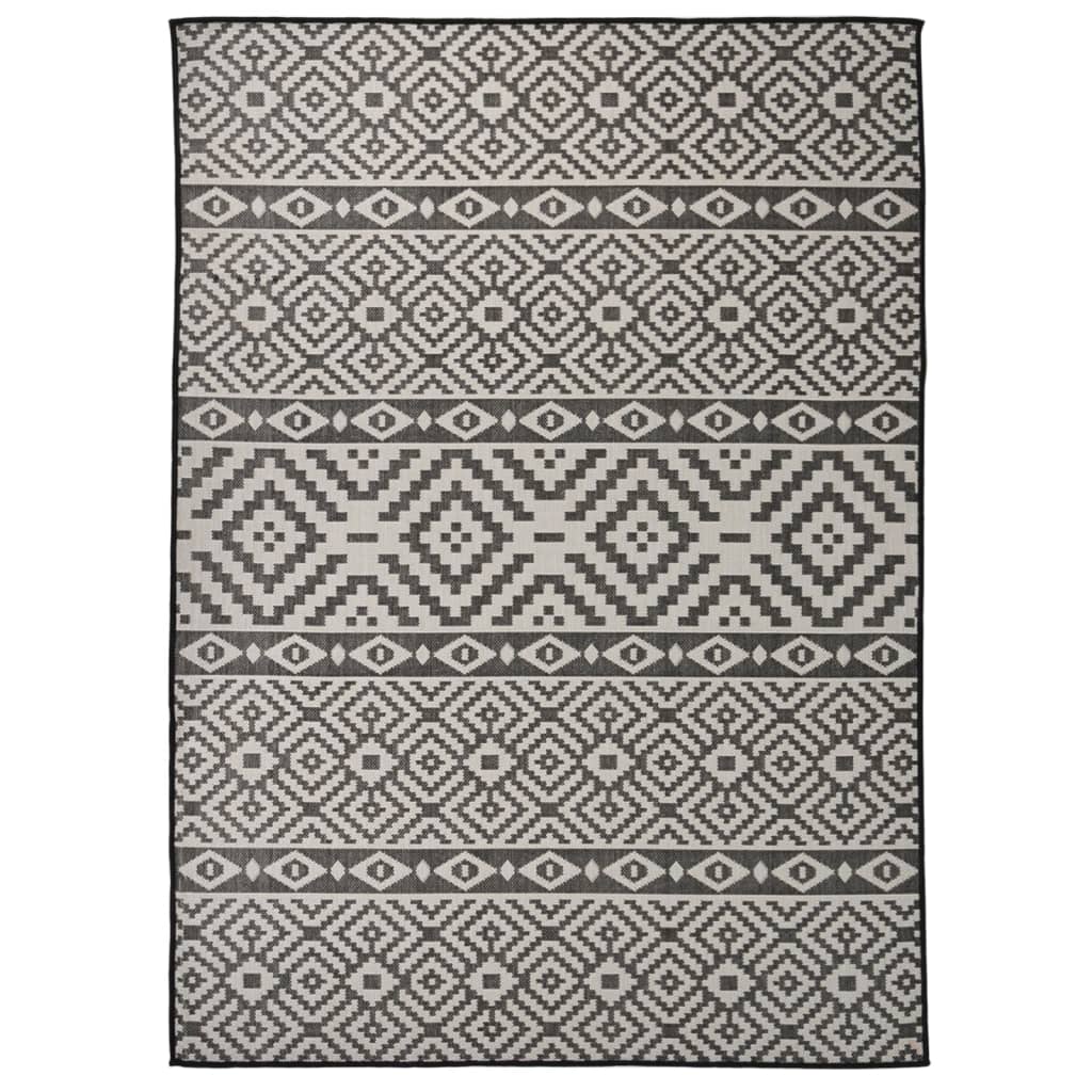 Vidaxl tappeto esterno con pattern piatto -velle 200x280 cm nero