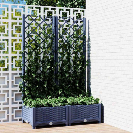 Vidaxl plantenbak met trellis blauwgrijs 80x40x121,5 cm pp