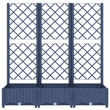 Vidaxl plantenbak met latwerk 120x40x121,5 cm polypropeen blauwgrijs