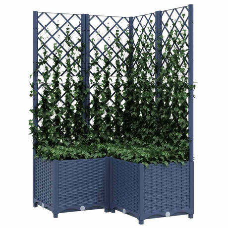 Vidaxl plantenbak met latwerk 80x80x136 cm polypropeen blauwgrijs