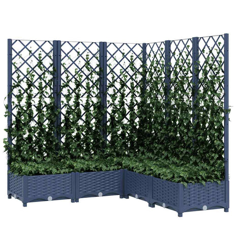 Vidaxl plantenbak met latwerk 120x120x121,5 cm polypropeen blauwgrijs