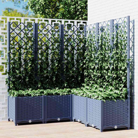 Vidaxl plantenbak met latwerk 120x120x136 cm polypropeen blauwgrijs