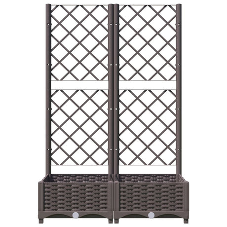 Vidaxl plantenbak met latwerk 80x40x121,5 cm polypropeen bruin