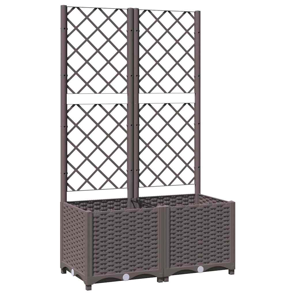 Vidaxl plantenbak met latwerk 80x40x136 cm polypropeen bruin