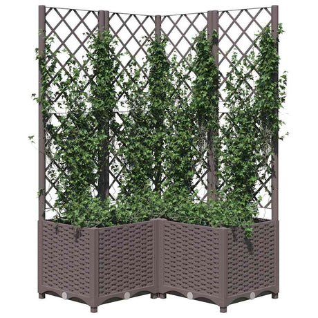 Vidaxl plantenbak met latwerk 80x80x136 cm polypropeen bruin