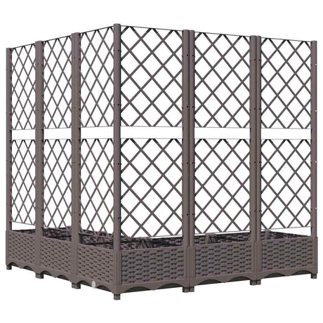 Vidaxl plantenbak met latwerk 120x120x121,5 cm polypropeen bruin