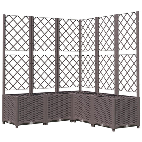 Vidaxl plantenbak met latwerk 120x120x136 cm polypropeen bruin