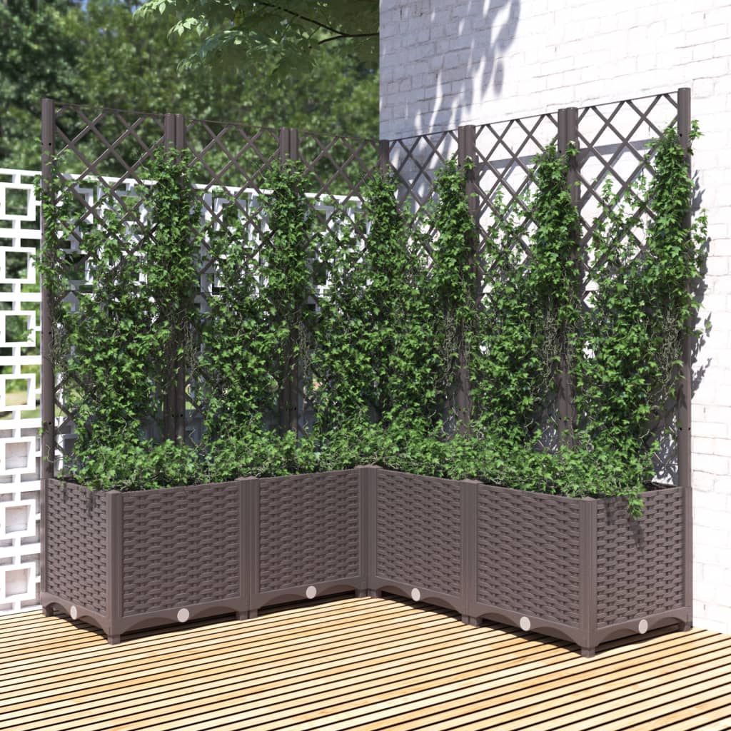 Vidaxl Planter med lameller arbejde 120x120x136 cm polypropenbrun