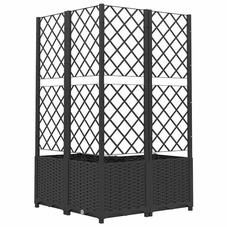 Vidaxl plantenbak met latwerk 80x80x136 cm polypropeen zwart