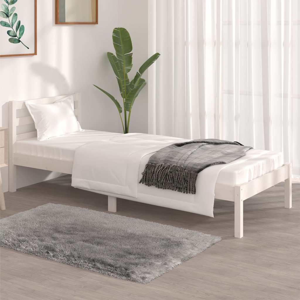 Vidaxl bedframe massief grenenhout wit 75x190 cm