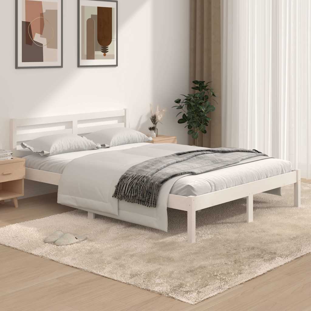 Vidaxl bedframe massief grenenhout wit 135x190 cm