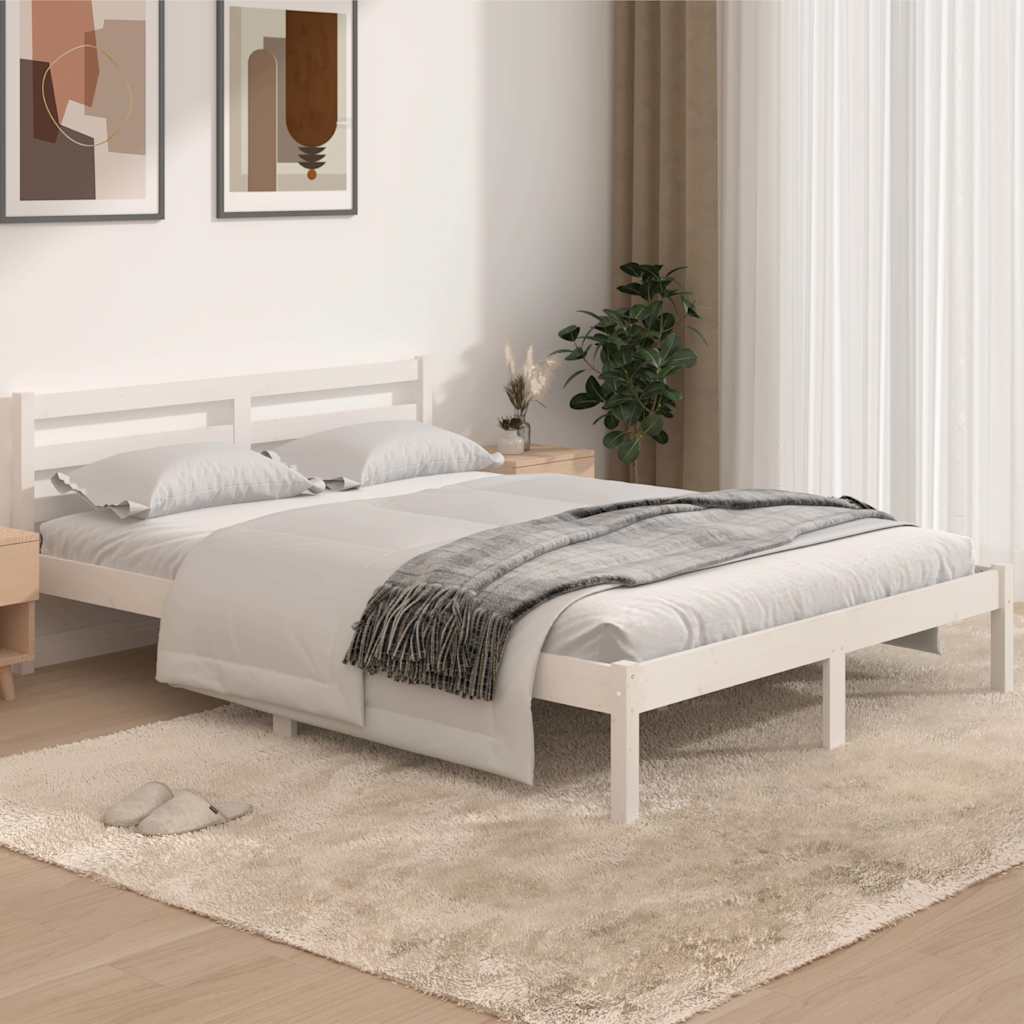 Vidaxl bedframe massief grenenhout wit 140x190 cm