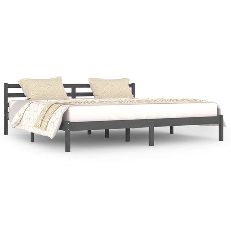 Vidaxl bedframe massief grenenhout grijs 200x200 cm