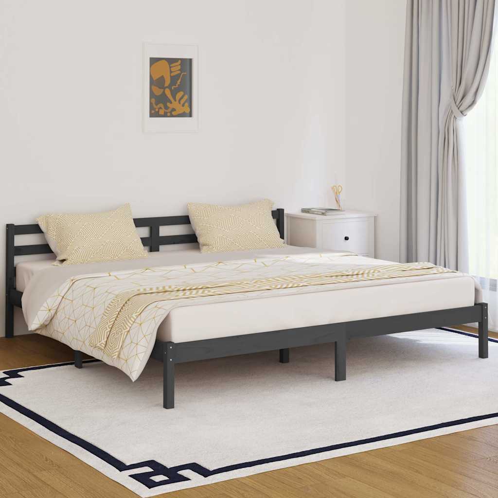Vidaxl bedframe massief grenenhout grijs 200x200 cm