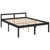 Vidaxl seniorenbed massief grenenhout zwart 150x200 cm