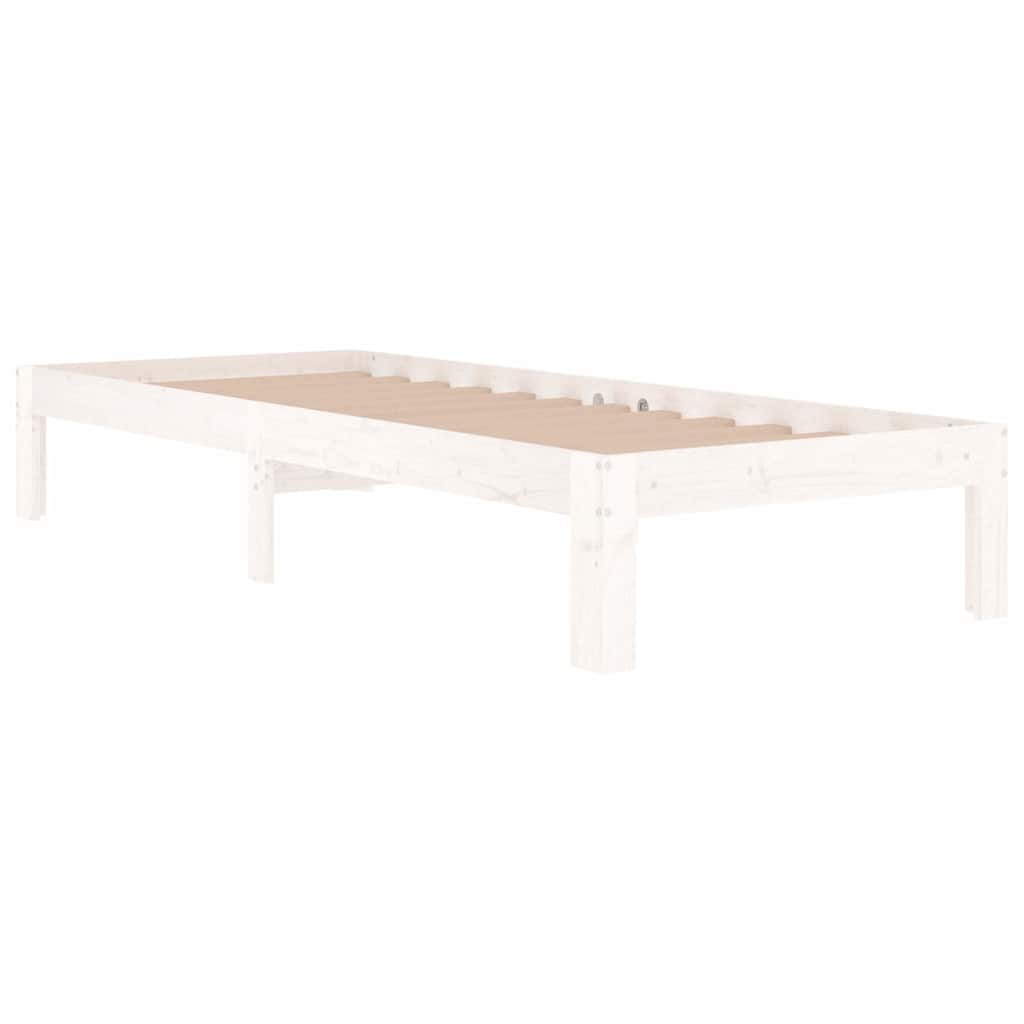 Vidaxl bedframe massief hout wit 75x190 cm