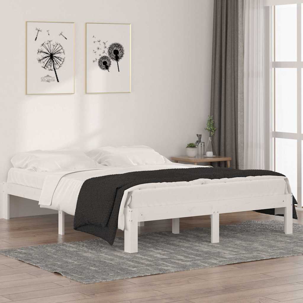 Vidaxl bedframe massief grenenhout wit 140x190 cm