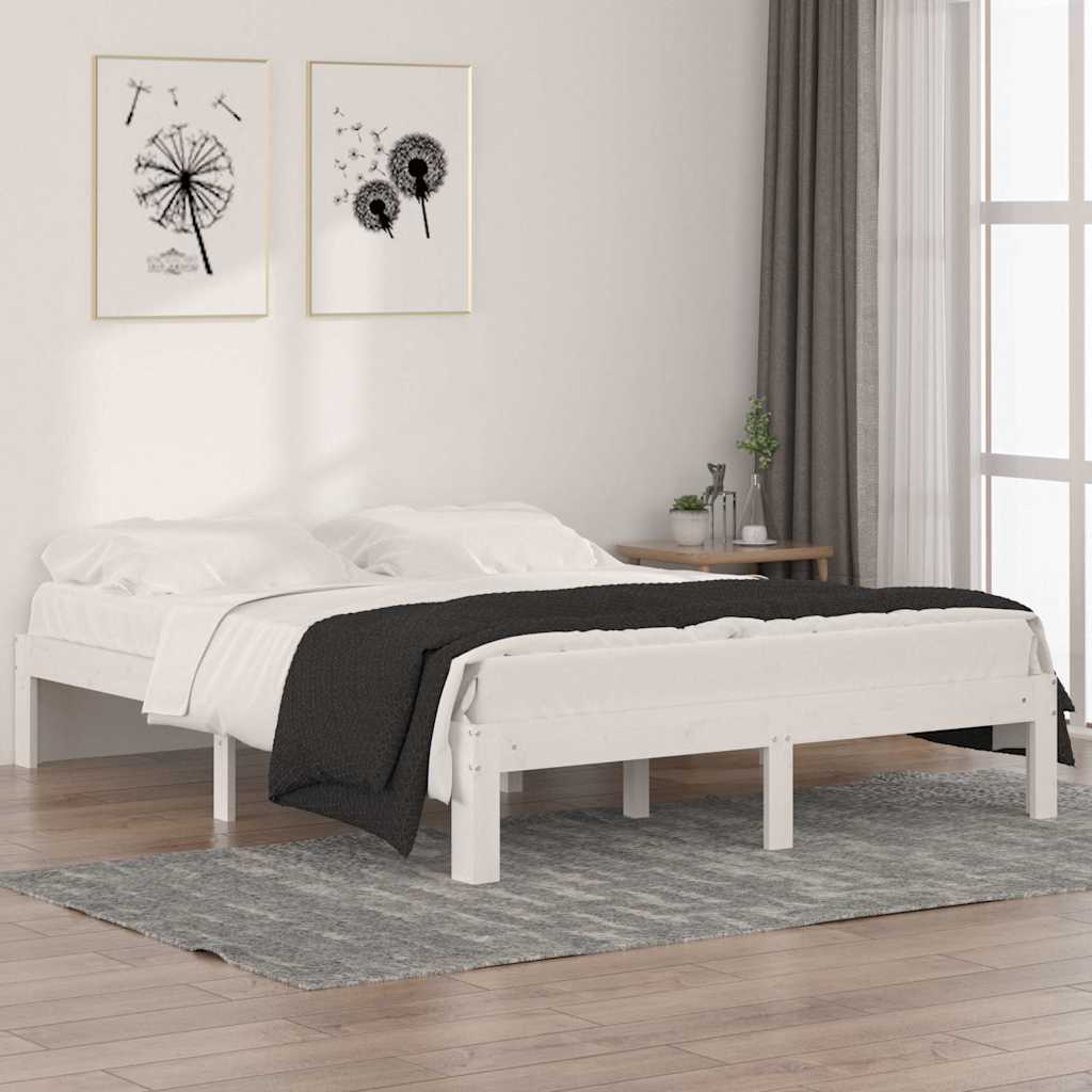 Vidaxl bedframe massief hout wit 150x200 cm