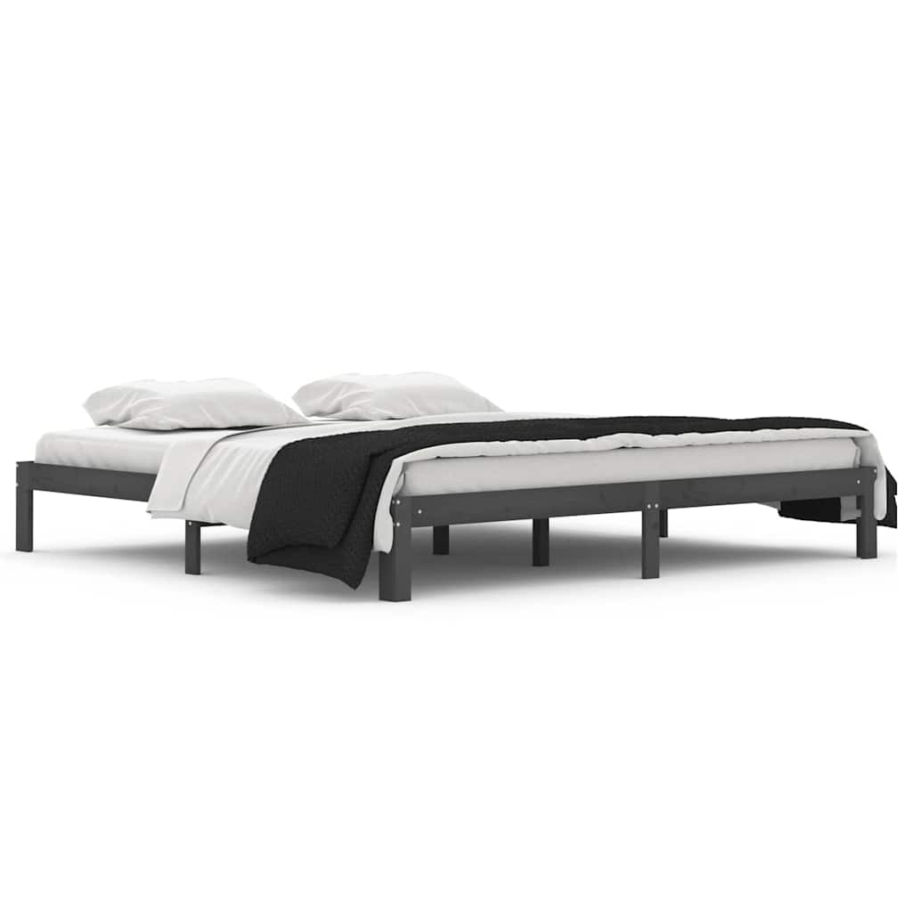 Vidaxl bedframe massief grenenhout grijs 200x200 cm