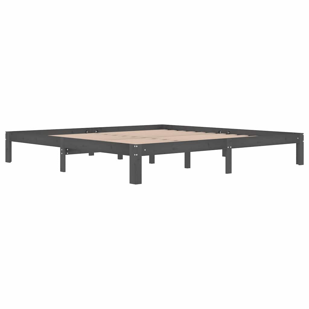 Vidaxl bedframe massief grenenhout grijs 200x200 cm