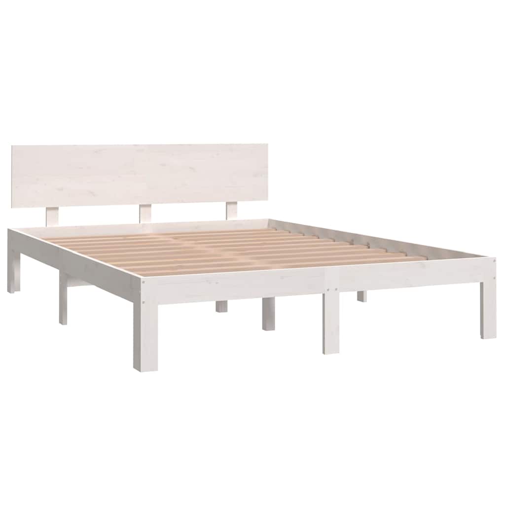 Vidaxl bedframe massief hout wit 150x200 cm