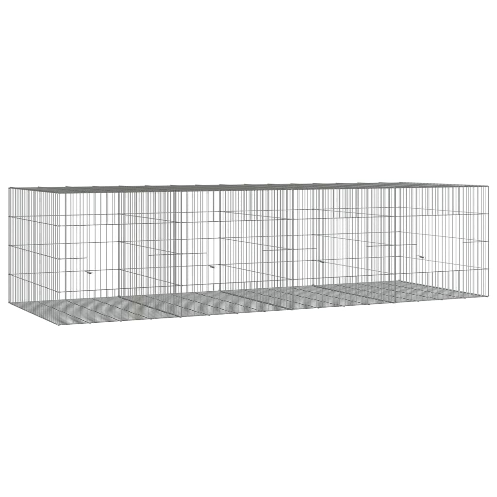 Bidaxl Rabbit Cage med 4 paneler 217x79x54 cm Galvaniserat järn