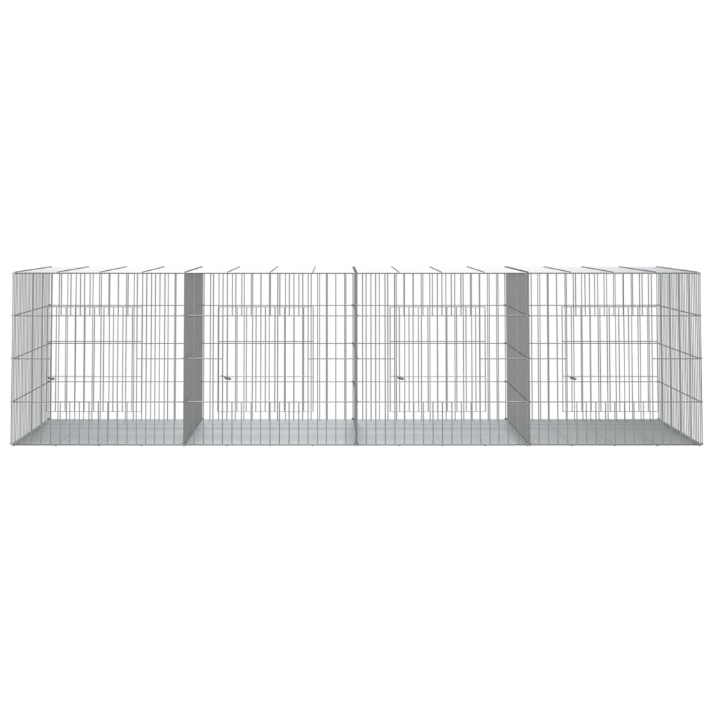 Bidaxl Rabbit Cage med 4 paneler 217x79x54 cm Galvaniserat järn