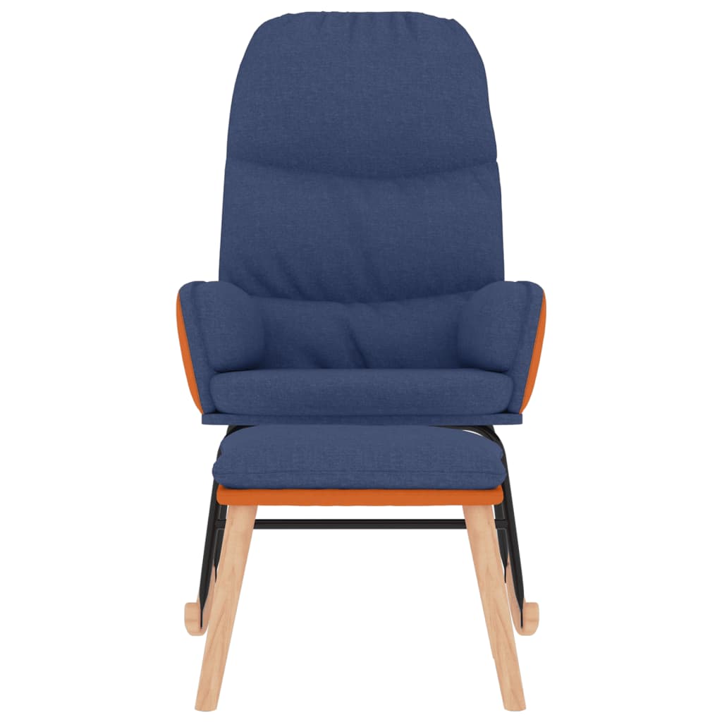 Vidaxl schommelstoel met voetenbank stof blauw