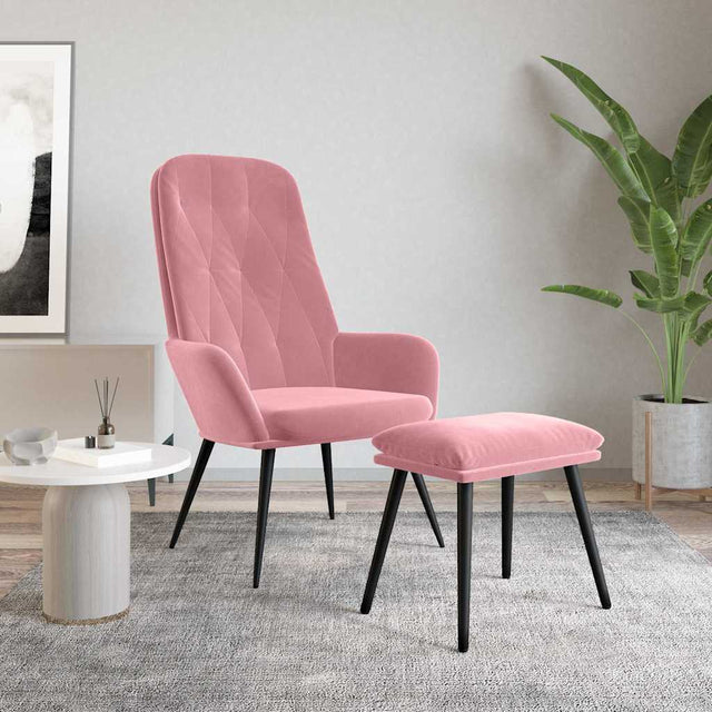 Vidaxl relaxstoel met voetenbank fluweel roze