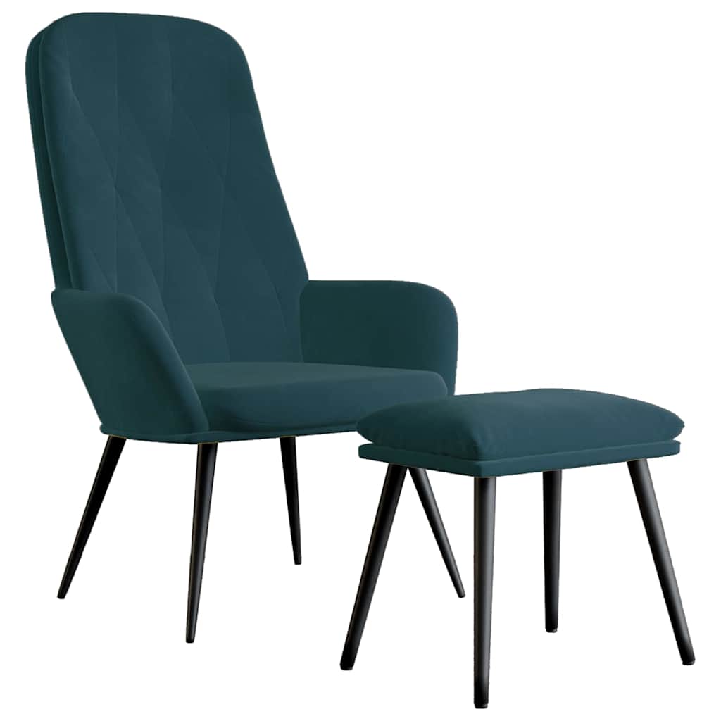 Vidaxl relaxstoel met voetenbank fluweel blauw