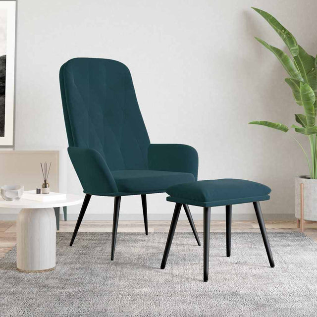 Vidaxl relaxstoel met voetenbank fluweel blauw