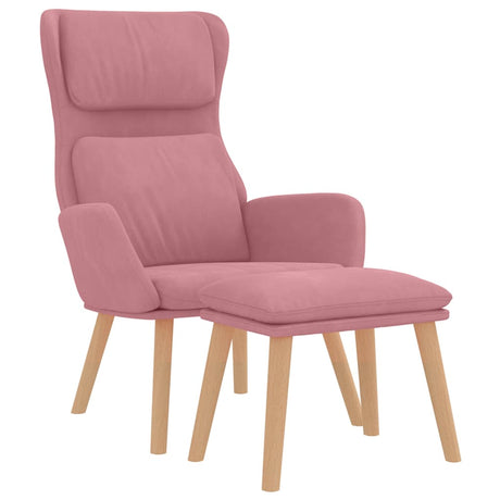 Vidaxl relaxstoel met voetenbank fluweel roze