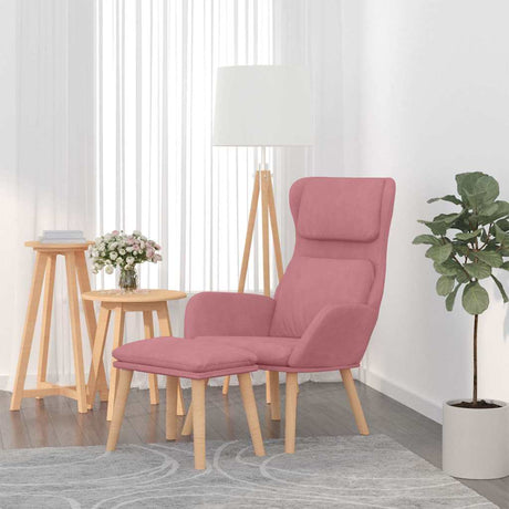 Vidaxl relaxstoel met voetenbank fluweel roze