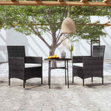 Vidaxl 3-delige tuinset poly rattan zwart