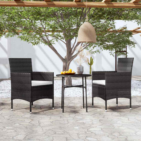 Vidaxl 3-delige tuinset poly rattan zwart