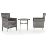 Vidaxl 3-delige tuinset poly rattan grijs
