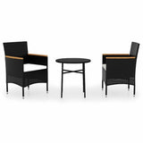 Vidaxl 3-delige tuinset poly rattan zwart