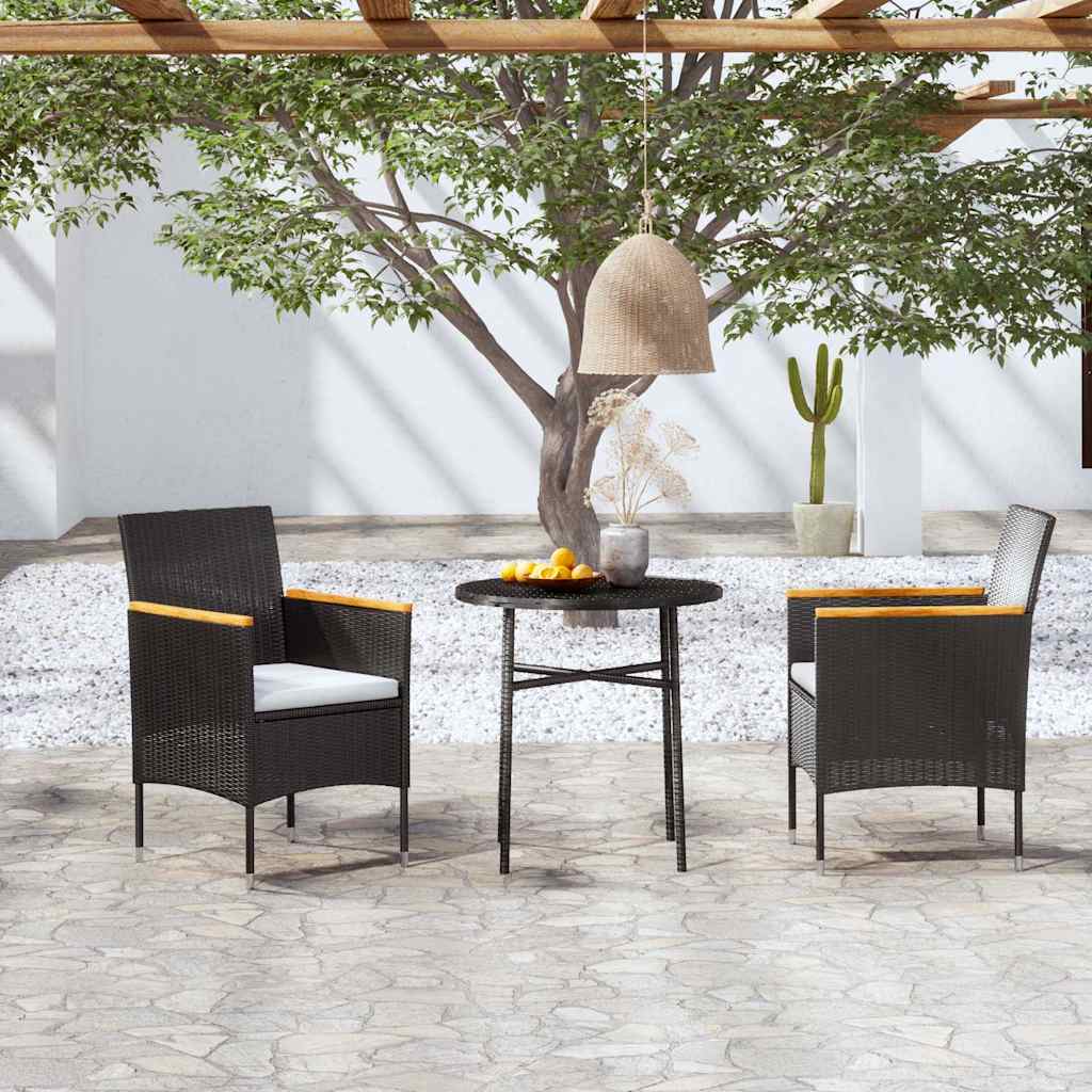 Vidaxl 3-delige tuinset poly rattan zwart