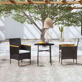 Vidaxl 3-delige tuinset poly rattan zwart