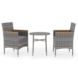 Vidaxl 3-delige tuinset poly rattan grijs
